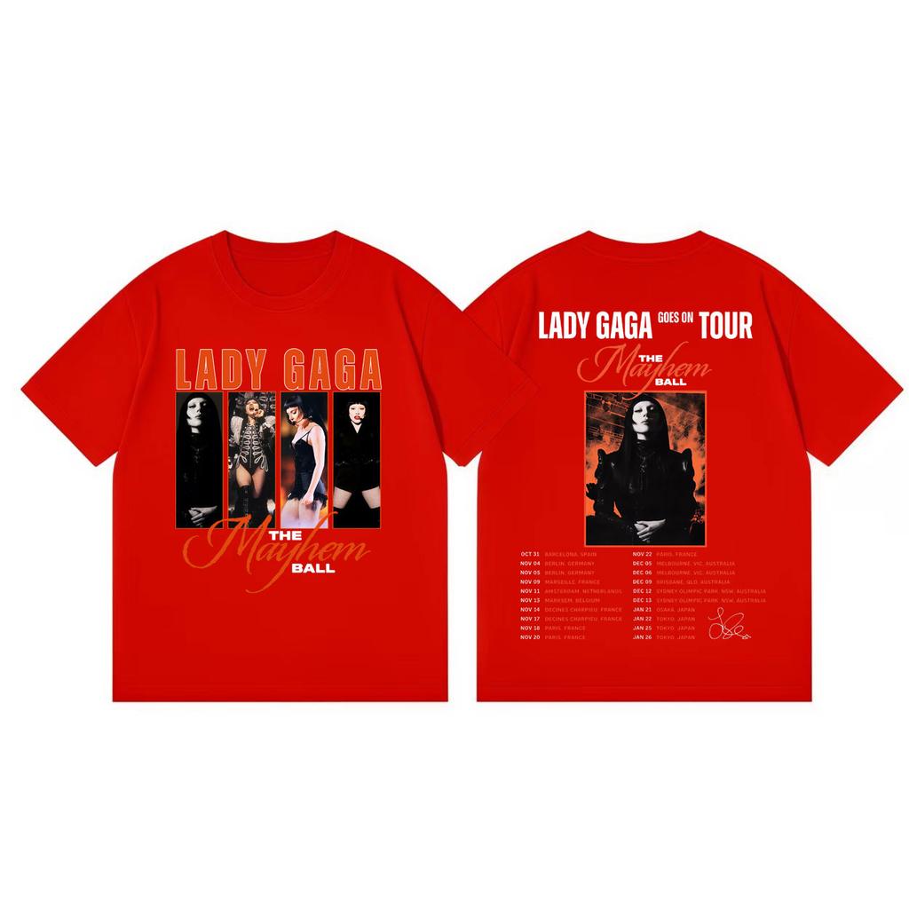 Singer Lady Gaga The Mayhem Ball Tour 2026 Graphic T Shirts Harajuku Rock Style Tshirts Men Women Fashion Casual Loose Tshirt