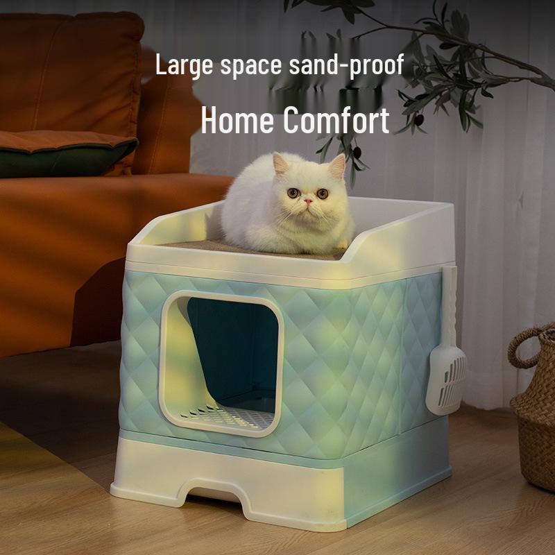 

Модная закрытая кошачья лежанка и лоток – Защита от брызг для крупных кошек Large