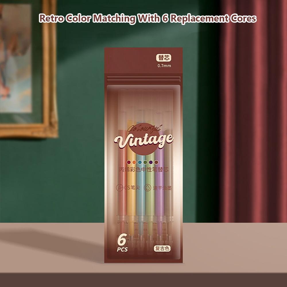 

6Colors/Set Acrylic Painting Colored Gel Pen Press Type Drawing Colored Pen Gift Vintage Refills