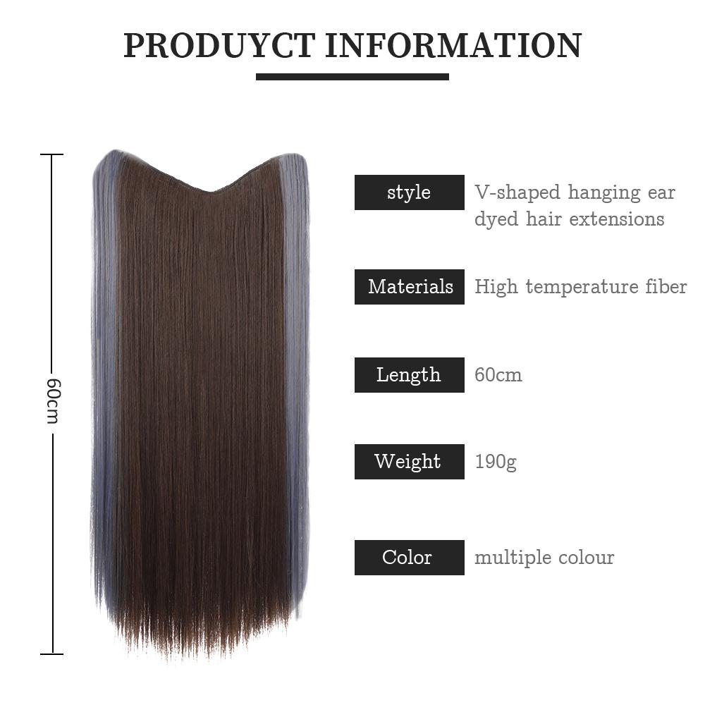 Synthetic Fiber Wig Women's Long Straight Hair Fashion V-shaped One-piece Four-card Wig