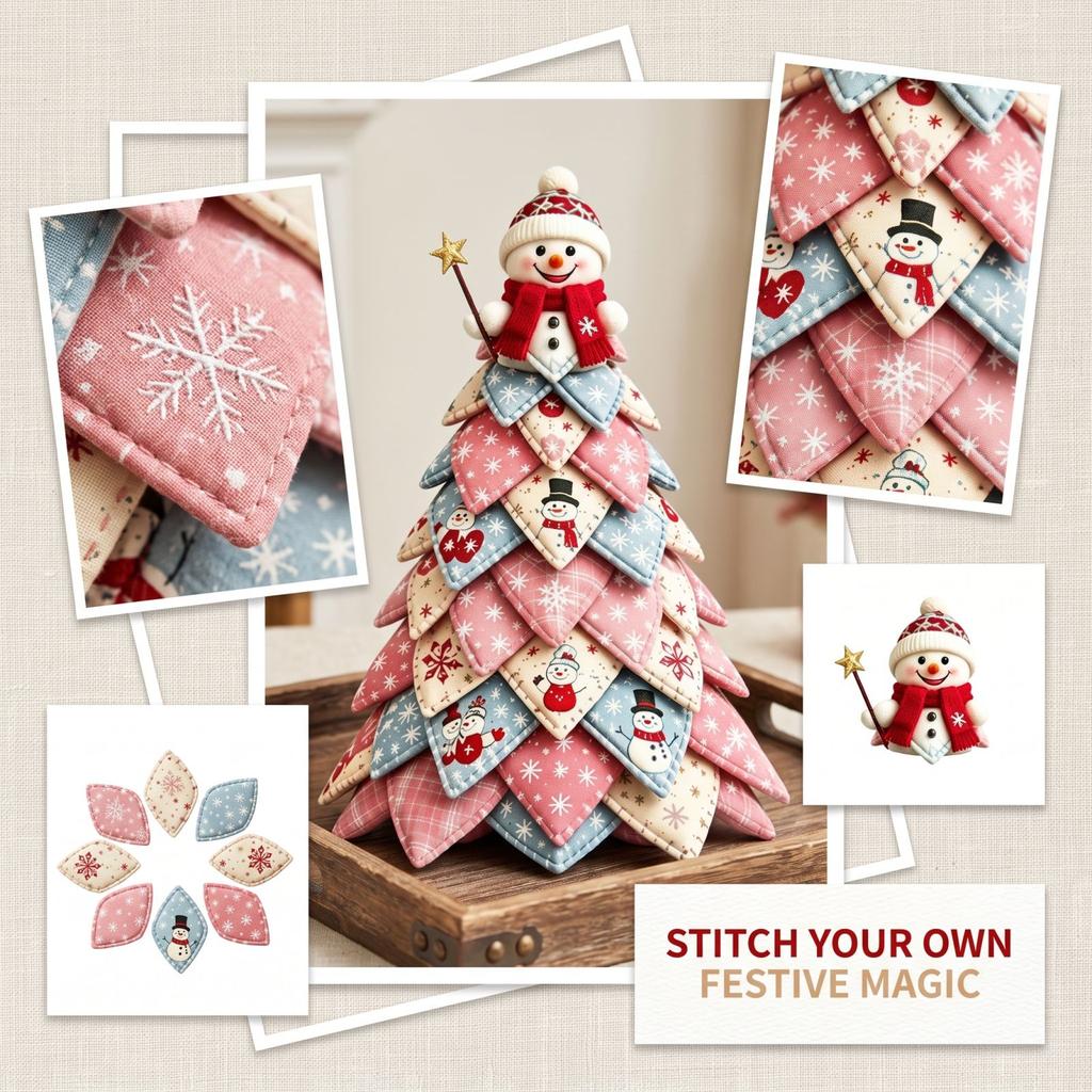 Christmas Tree Patchwork Sewing Kit - Fabric Set for Holiday Decoration