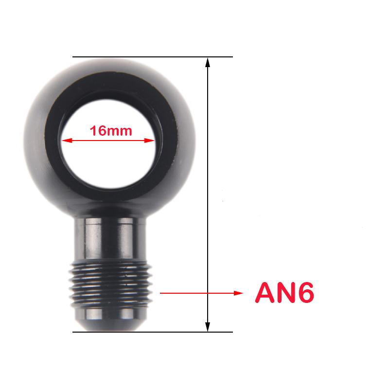Aluminum banjo adaptor Bolt AN6 AN-6 -6 an to 12mm 14mm 16mm brake fitting Black
