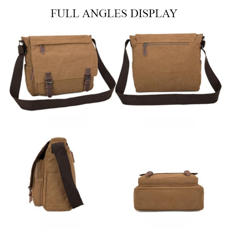BIERLIFU High Quality 16 A Washed Canvas Men's Messenger Bag Explosion Proof Zipper Male Shoulder Bag Student Computer Bag Simple Solid Color Flap Bag