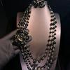 French Three-layer  Flower Vintage Oil-dripping Sweater Chain, Extra-long High-end Necklace Necklace and Earring Sets