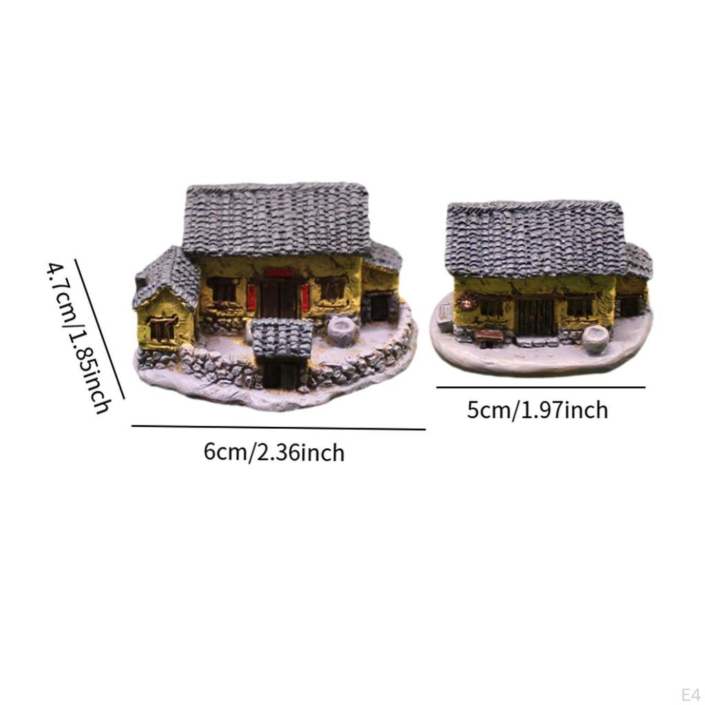 2 Pieces Sculpture Statue Collectible Creative Miniature Gardening Landscape Resin Cottage Ornament