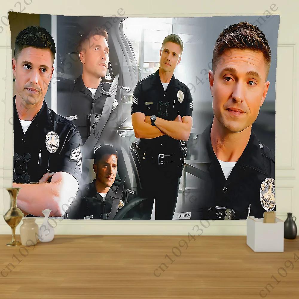 Polizisten-Tribut-Wandteppich Patriotisches Amerikanisches Flaggen-Design Perfekt für Wohnzimmerdekoration Moderner Stil Verschönern Sie Ihren Raum