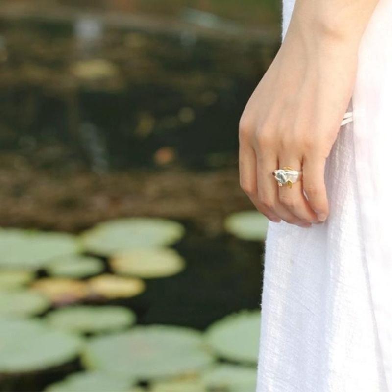Openable Goldfish Jewelry Ring Double Color Design Lightweight Alloy Craft Perfect For Gift Exchange