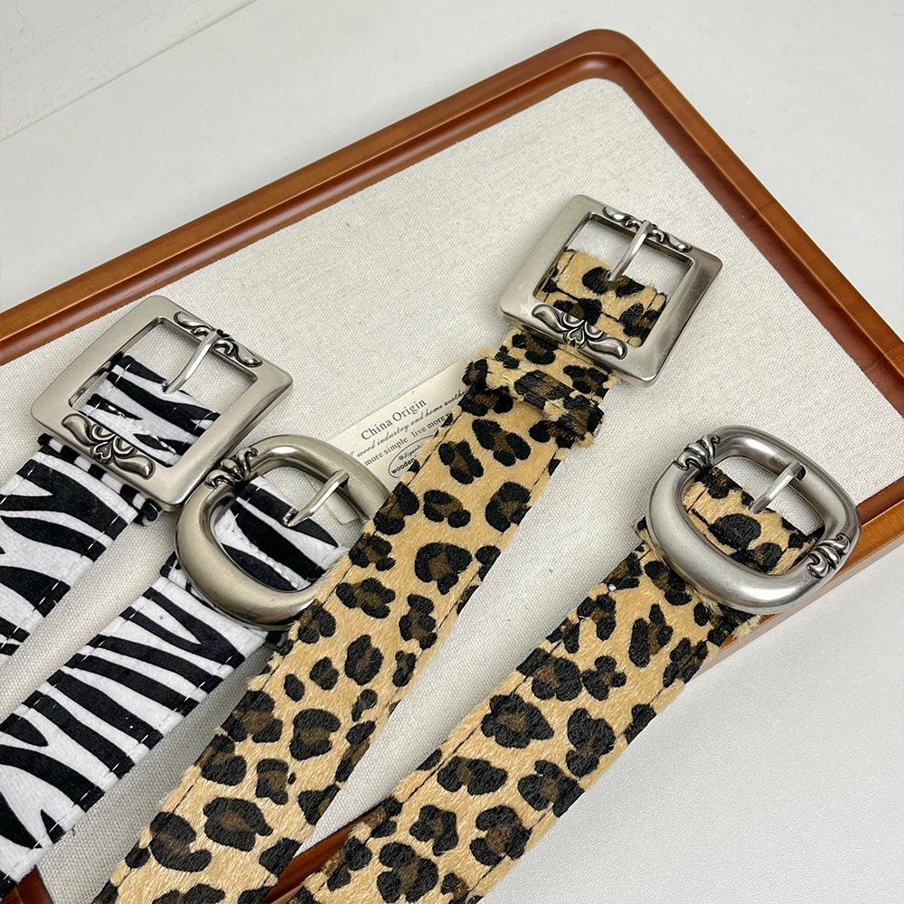 Y2K Punk Leopard Print Leather Belt - Women's Retro Design, Trendy American Hot Girl Style, Versatile Cool Accessory