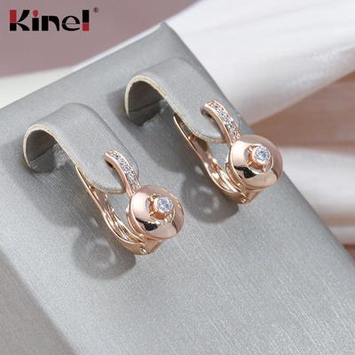 Orecchini lucidi color oro rosa vintage Kinel per gioielli da donna alla moda con zirconi