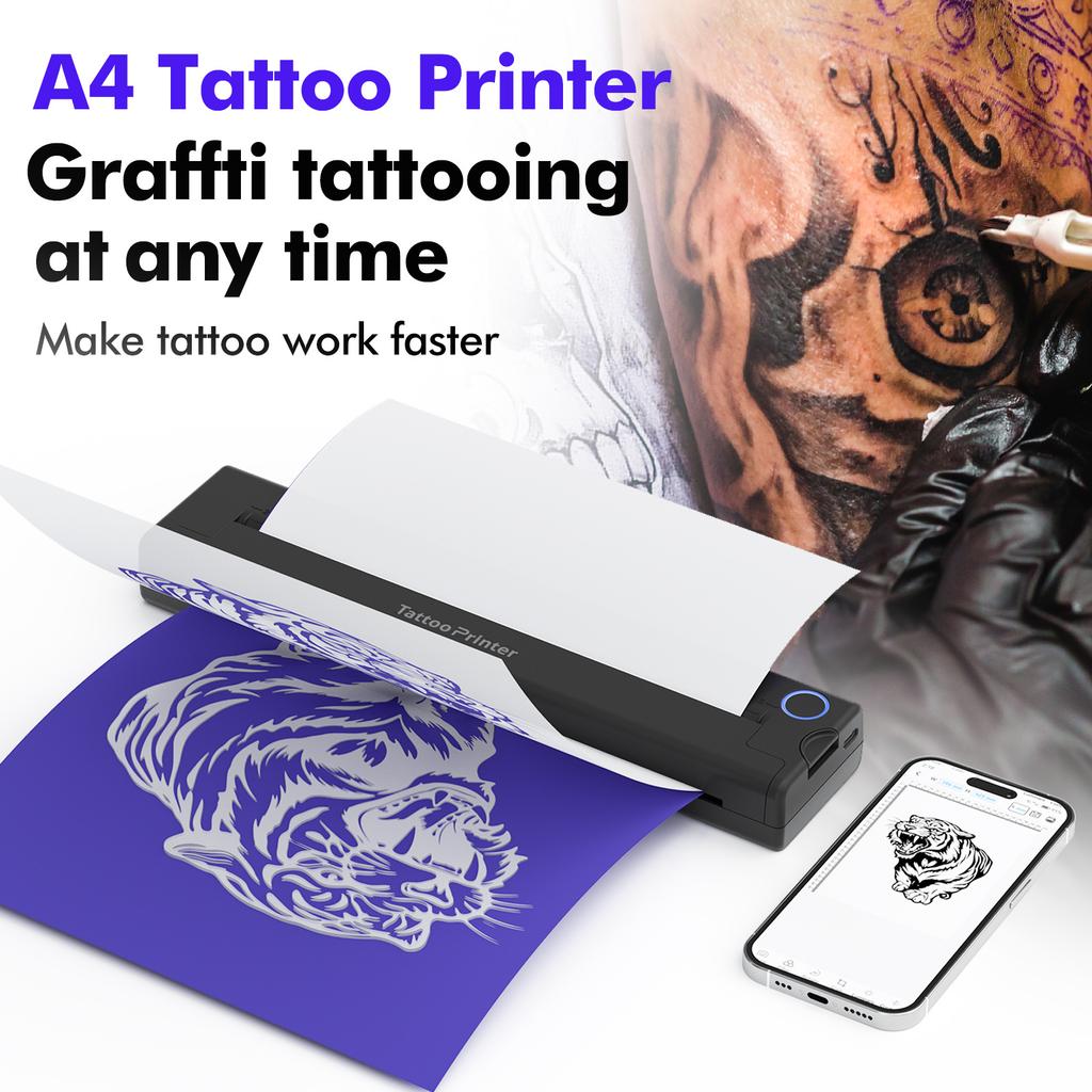 Tattoo Thermal Printer Thermal Inkless Portable A4 Bluetooth Wireless USB