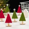 Star-Themed Red and Green Wooden Christmas Tree Desktop Ornament