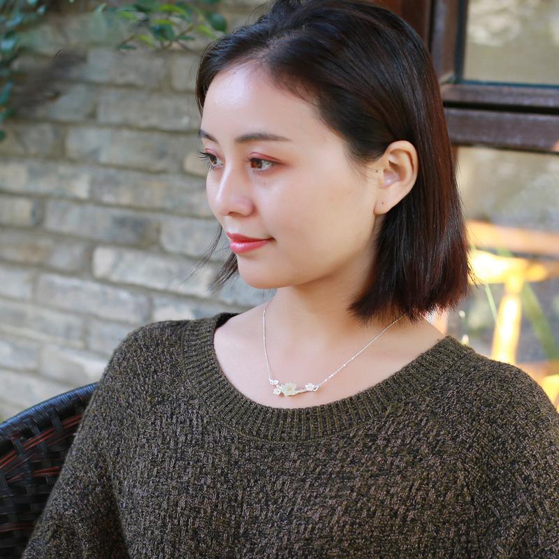 Natural An Jade Plum Blossom Jewelry Sets Elegant And Luxurious Ring Earrings For Women   Wedding Accessories