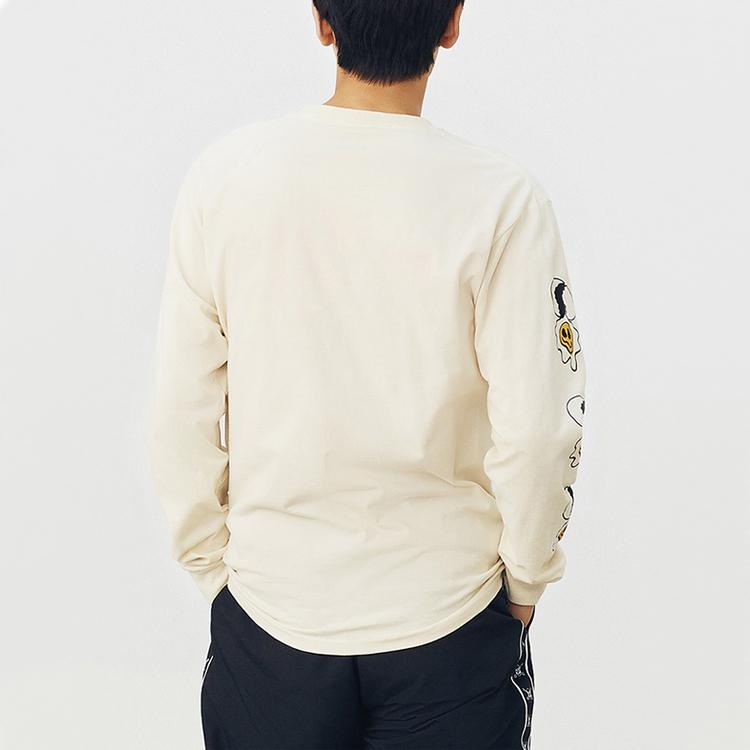 Vans Micro Dazed Egg Fun Print Casual Round Neck Long Sleeve Drop Shoulder T-Shirt Unisex T-Shirt Off-White VN0A5E3LZ6K