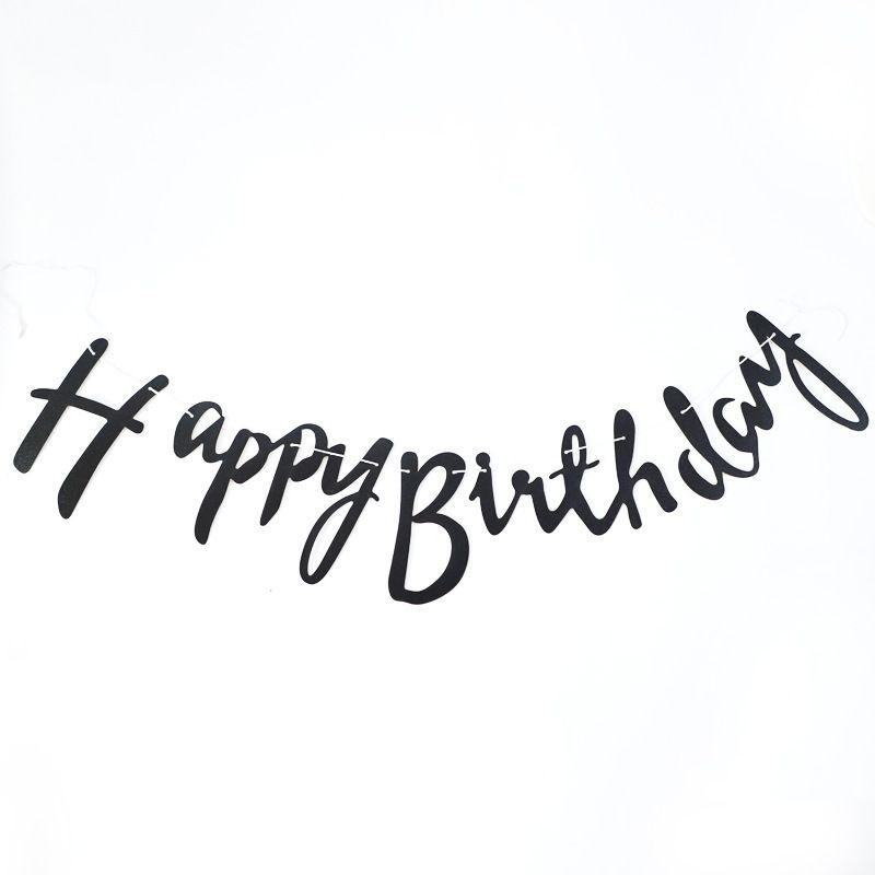 

Баннер С Днем Рождения Счастливая Вечеринка Флажки Подвесная Гирлянда Украшение Блестящая Бумага Black