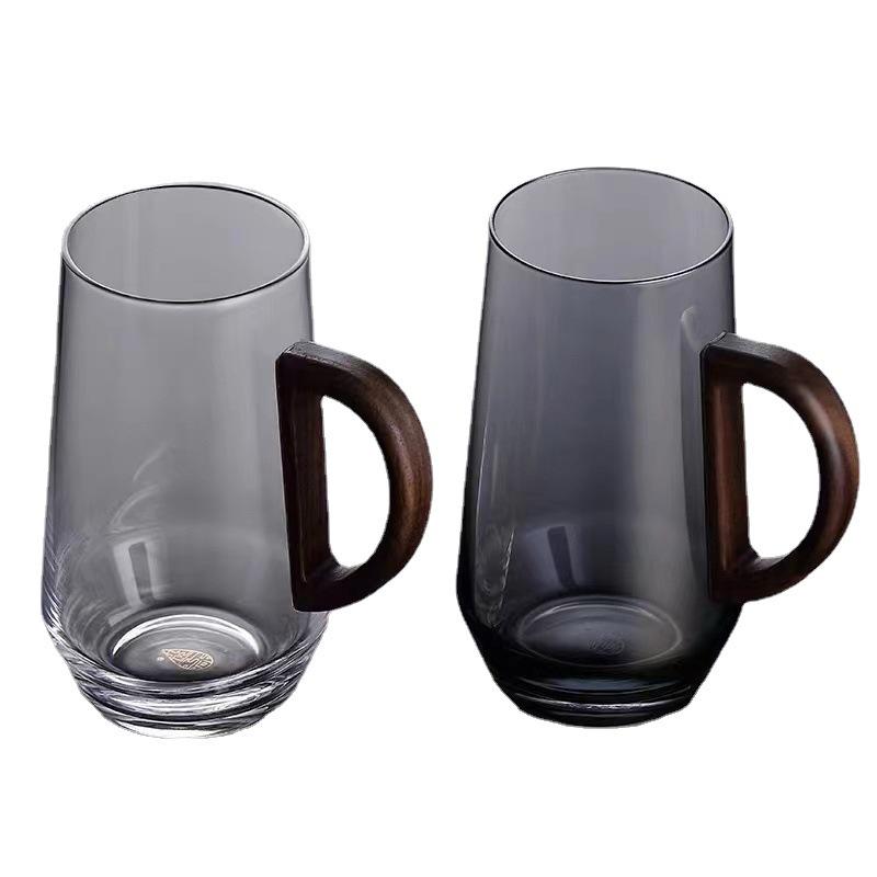 High Borosilicate Heat-resistant Glass Japanese-style High-value Walnut Handle Tea Cup Household High-temperature-resistant Cup