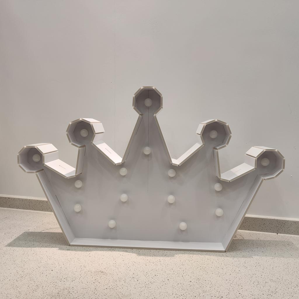 1PC 66cm 3D Crown Foam Board with White/Warm Lights Digital Lighting Model Suitable for Birthday Parties, Anniversary Decorations Kids Gift