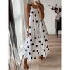 Spring Summer Polka Dot Print Cami Maxi Dress Sleeveless Square Neck Loose Fit Beach Dress