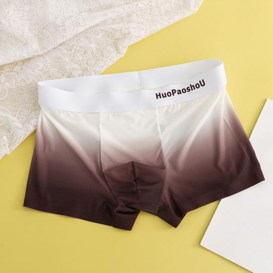 Pánské boxerské kalhotky Letter Print Gradient Print Ledové hedvábné šortky Spodní prádlo s U-konvexním designem Slim Fit Kalhotky s vysokou elasticitou