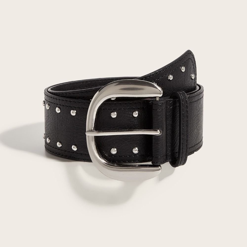 Heavy-Duty Design Sense Rivet Wide Belt For Women Vintage Y2k Versatile Skirt Jeans With Decorative Slimming Belt