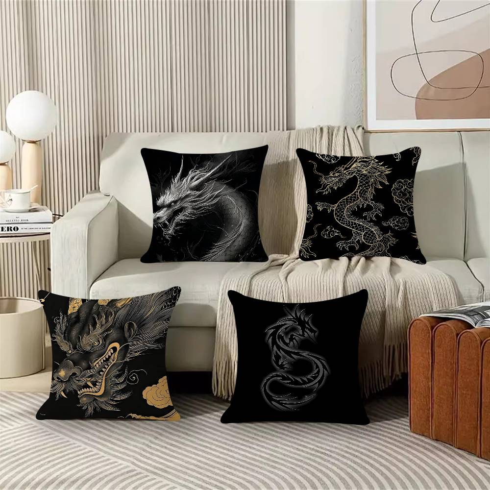Fashion Black Dragon Pillow Cover For Bedroom Room And Living Room Sofa Decorative Cushion Cover