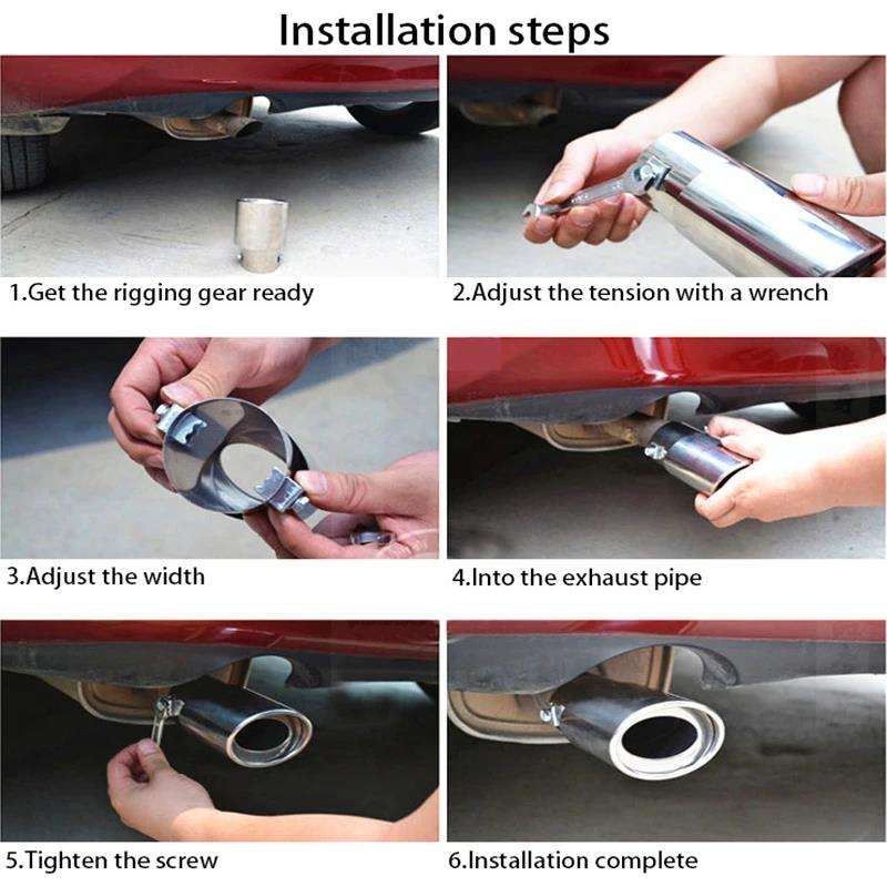 Practical Car Exhaust Muffler Tip Round Stainless Steel Tail Rear Chrome Pipe