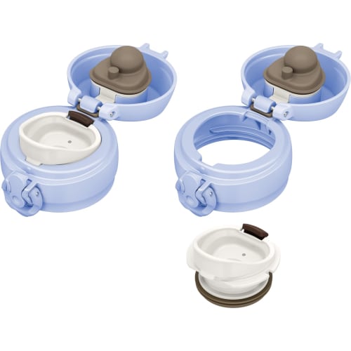 Thermos Vacuum Insulated Portable Mug, 350ml, Pearl Blue, with Detachable Spout for Easy Cleaning, Lightweight, One-Touch Opening, Stainless Steel Bot