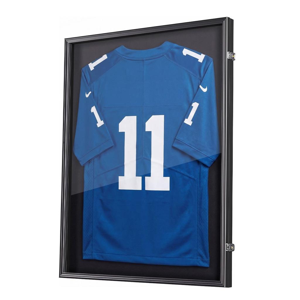 Jersey Frame Display Case, 92.5 x 71.8 x 4 cm, Wooden Sport Jersey Shadow Box with 98% UV Protection PC Panel and Hanger, Magnetic Lock, for Baseball