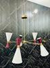 Mid-Century Modern Sputnik Chandelier: Adjustable Brass 6-Arm Pendant Light
