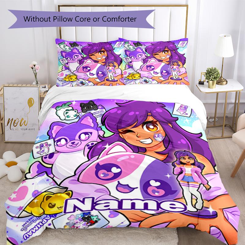 Set Biancheria da Letto Aphmau Personalizzato con Nome (3 Pezzi) Chiusura con Bottoni Include 1 Copripiumone e 2 Federe, Morbido e Confortevole per Tutte le Stagioni.