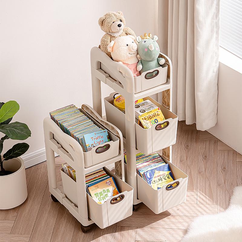 Compact Movable Backpack & Book Storage Trolley with Multi-layer Design for Under-table Use