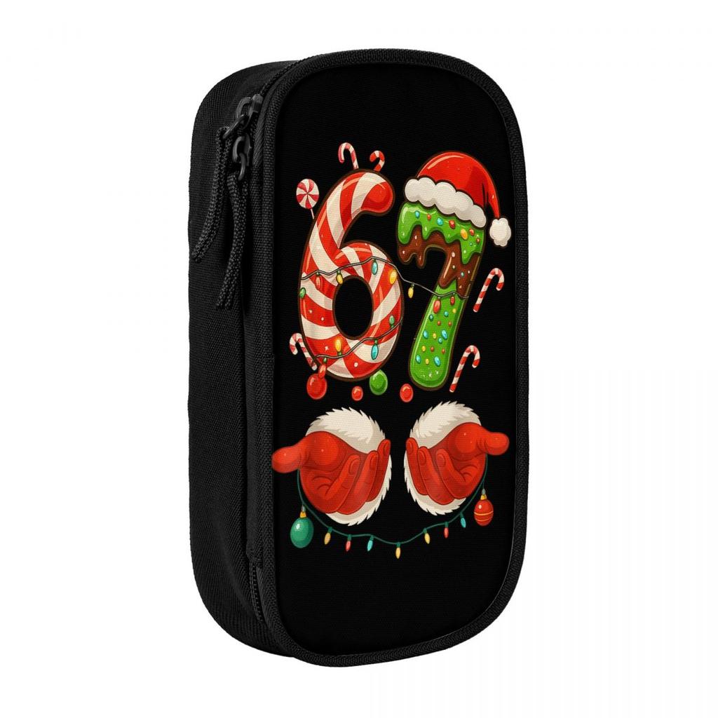 67 Christmas 6 7 Six Seven Meme 67 Candy Cane Xmas Pencil Case Pencil Bag Students Big School Pencil Cases Stationery Organizer
