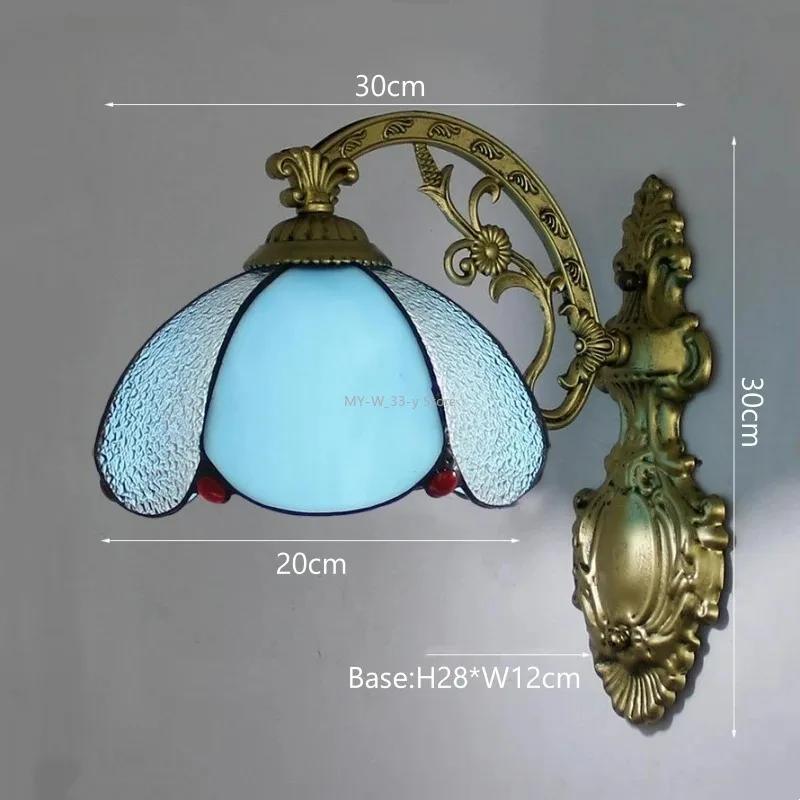 Vintage Baroque Stained Glass Lampshade Stained Glass LED Wall Lamp Wall Light Aisle Corridor Balcony Sconce Lighting  (No Bulb)