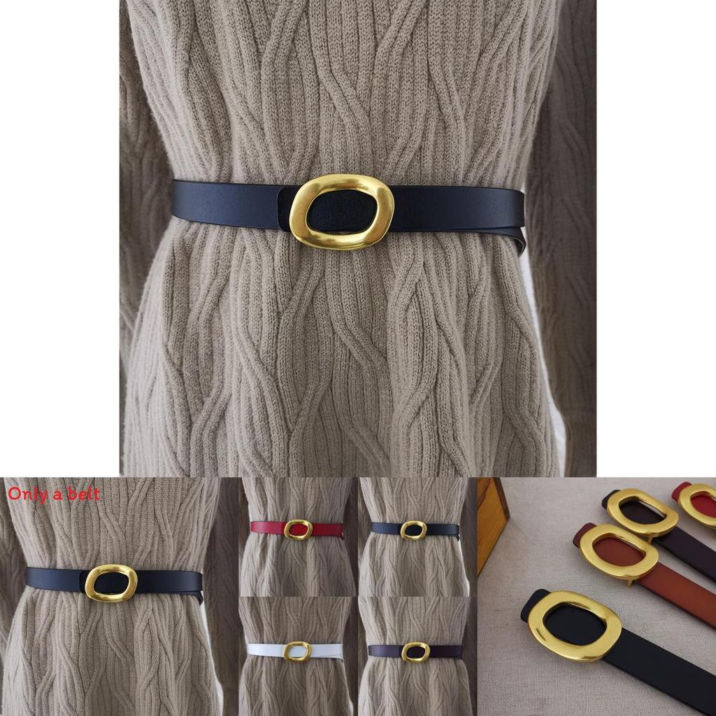 Leather Wide Belt For Women With Metal Snap Buckle For Casual Wear