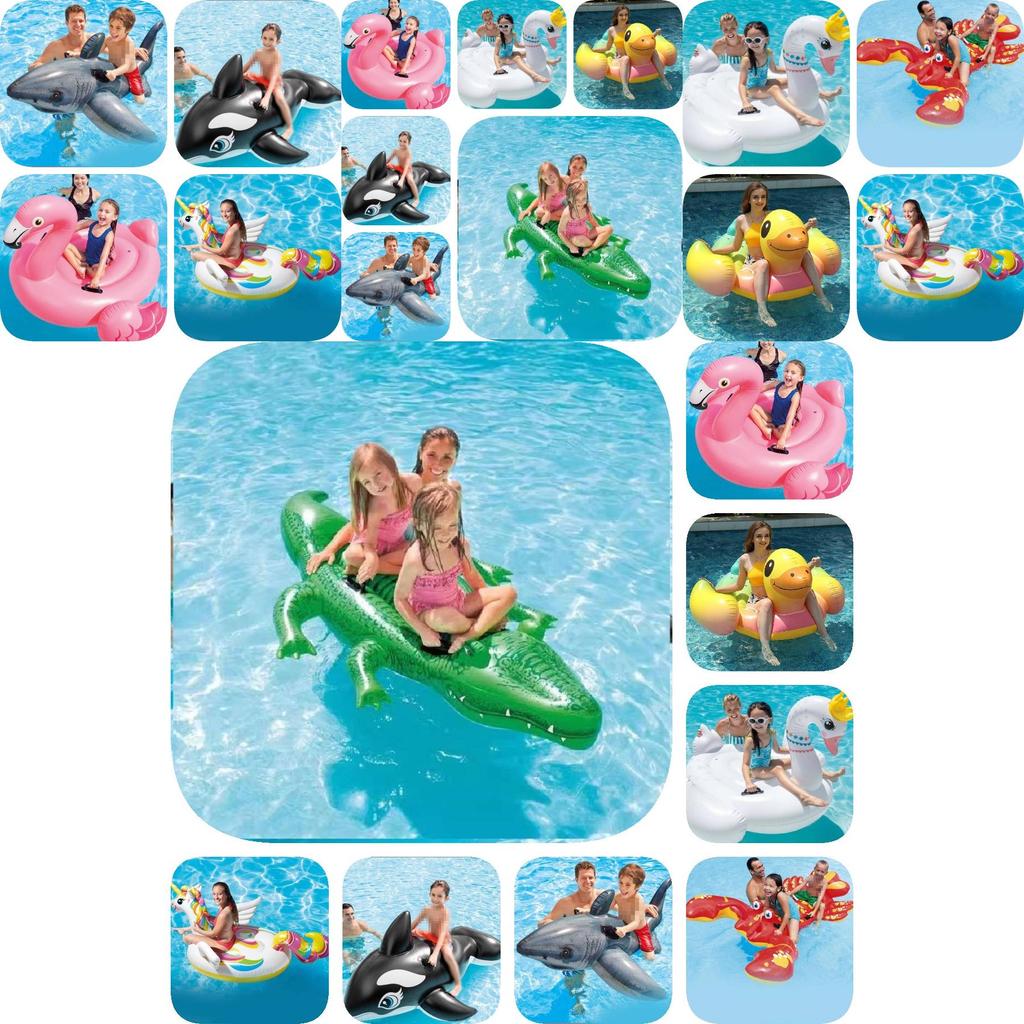 Intex Pvc Inflatable Ride-on Animal Swim Floats For Kids And Adults With Fun Designs