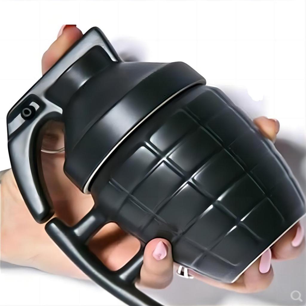 Funny Grenade Shaped Water Bottle Ceramic Coffee Mug Leak Proof Insulated Thermos Cup Unique Gift for Men Camping Office Use