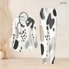 Women Plus Size Abstract Printed V Neck Long Sleeve Nurse Scrub Set With Pockets Two Piece