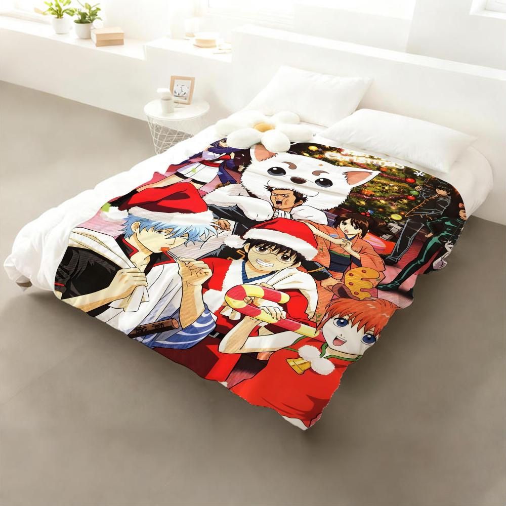 

Anime Gintama Throw Flannel Throw Blanket: Soft Kid-Friendly Warm Anti-Static All Season Washable Couch Bed Home 75x90cm