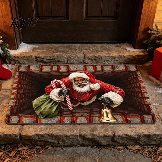 Winter Snowman Welcome Rug 3D Christmas Entrance Rug, Santa Claus Floor Mat, Non-slip Non Slip Washable Door Mat Festive for Front Bathroom