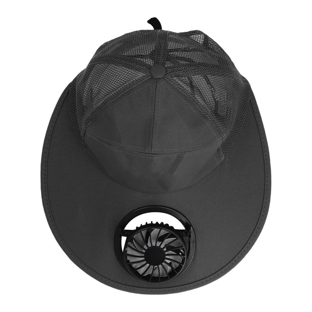 Fan Sun Hat Dark Gray 3 Speeds USB Charging Fan Wide Brim Mesh Sunshade Cap for Outdoor Activities