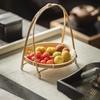 Round Bamboo Weaving Baskets 1/2/3 Tier Storage Baskets Fruit Tray Snack Display Stand  Home