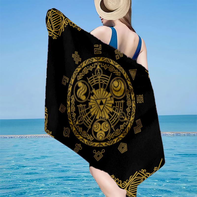Heroic Legend Crest Beach Towel, Super Soft Microfiber, Gift for Her/Him, Birthday, for Pool, Beach, Travel, Home Decor Fan gifts