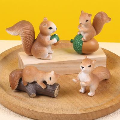 4 Stück/Set Eichhörnchen Miniatur Garten Zubehör Eichhörnchen Modell Landschaftsdekoration