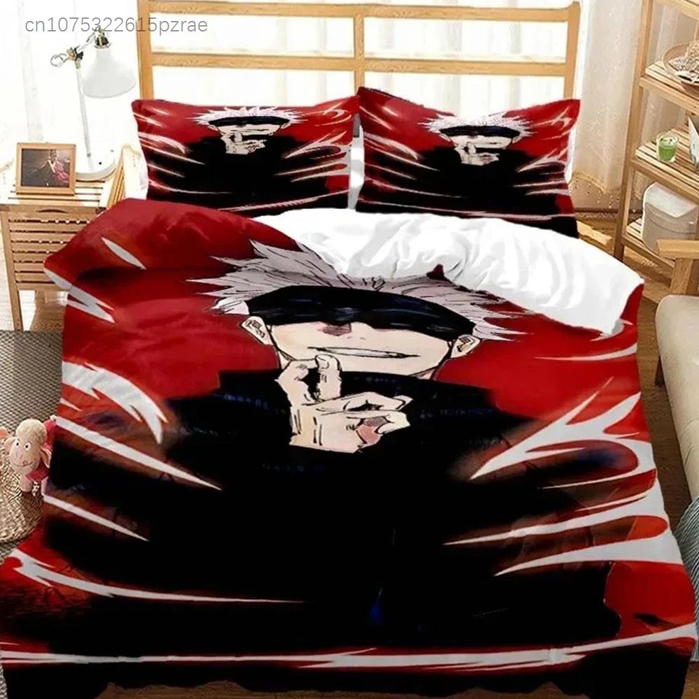 3D Print Anime Jujutsu Kaisen Gojo Satoru Bedding Set Double Twin King Duvet Cover Comforter Pillowcase Boys Girls Adult Bedroom