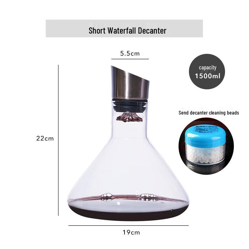 ZISIZ Glass Waterfall Wine Decanter with Handle