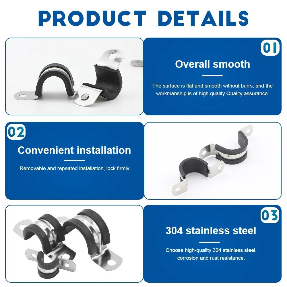2pcs M8 Mounting Screws Adjustable Pipe Support Clamp Galvanized Iron PPR Iron Pipe Clamp  PVC