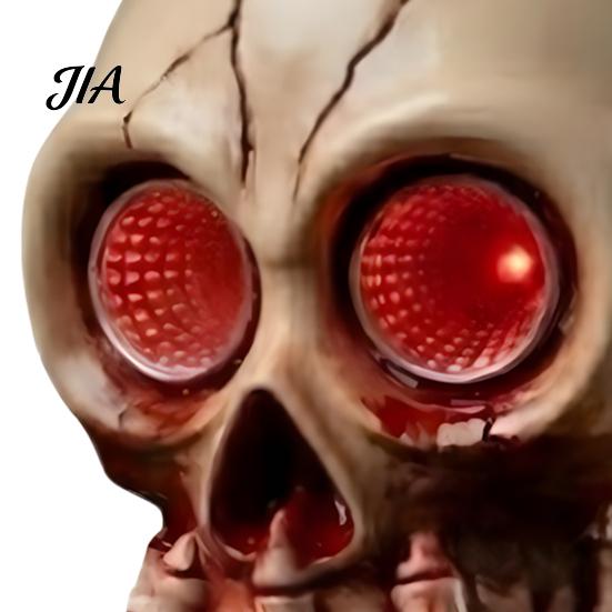 Escape Room Skull Prop Halloween Ornament, with Red LED Eyes Horror Light, Durable Creepy Decoration Resin Decoration, for Haunted Houses Bars