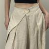 Spring and Autumn Women's Casual Pleated Wide Leg Pants Linen Texture Loose High Waist Trousers