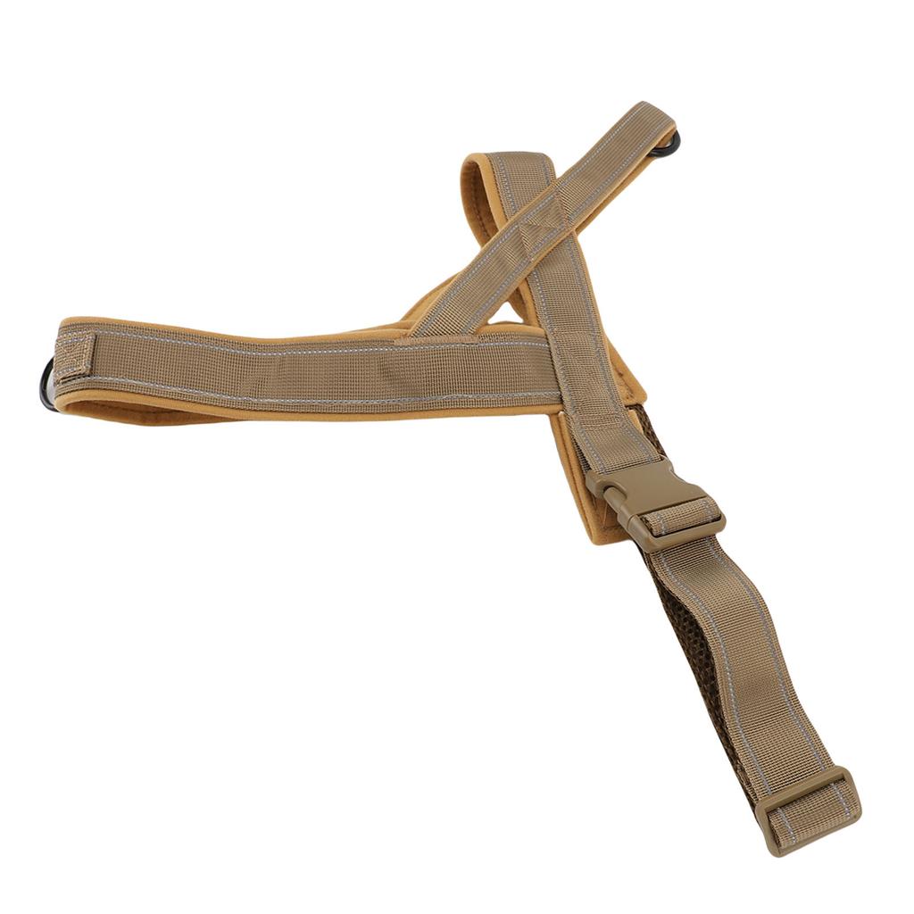 Pet Vest Chest Strap Khaki Reflective Breathable Easy Control Dog Harness Vest for Walking Training