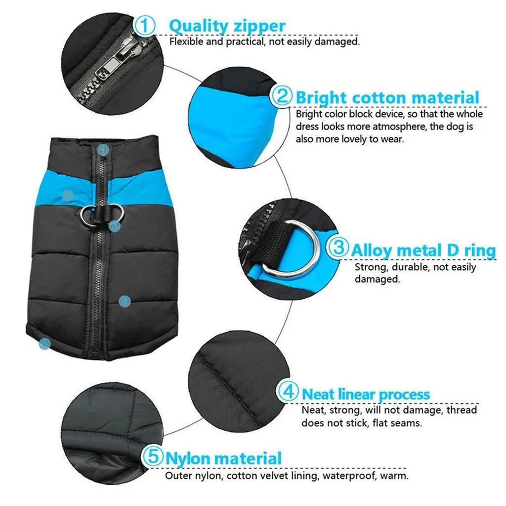 Waterproof Cold Proof Dog Warm Vest Jacket Coat Winter Clothes For Small Medium Large Dogs