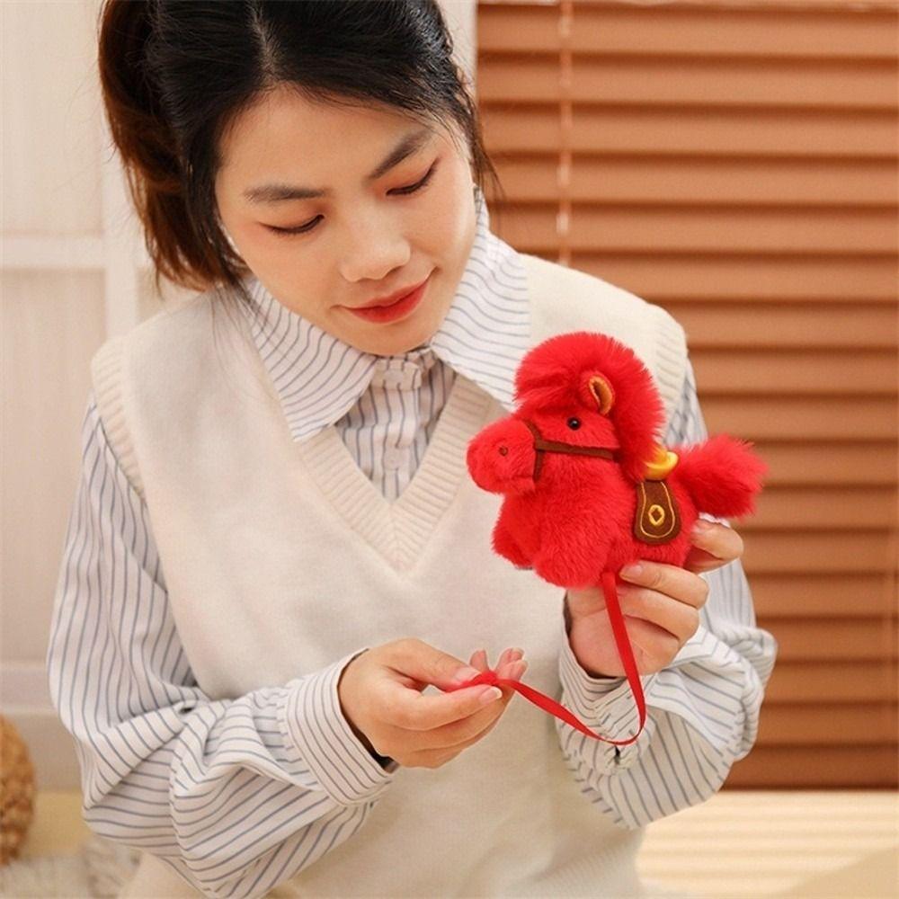 New Soft Horse Stuffed Animal Festive  Magnetic Horse Plush Toys Lunar New Year Gift Horse Year Throw Pillow Kids Gift